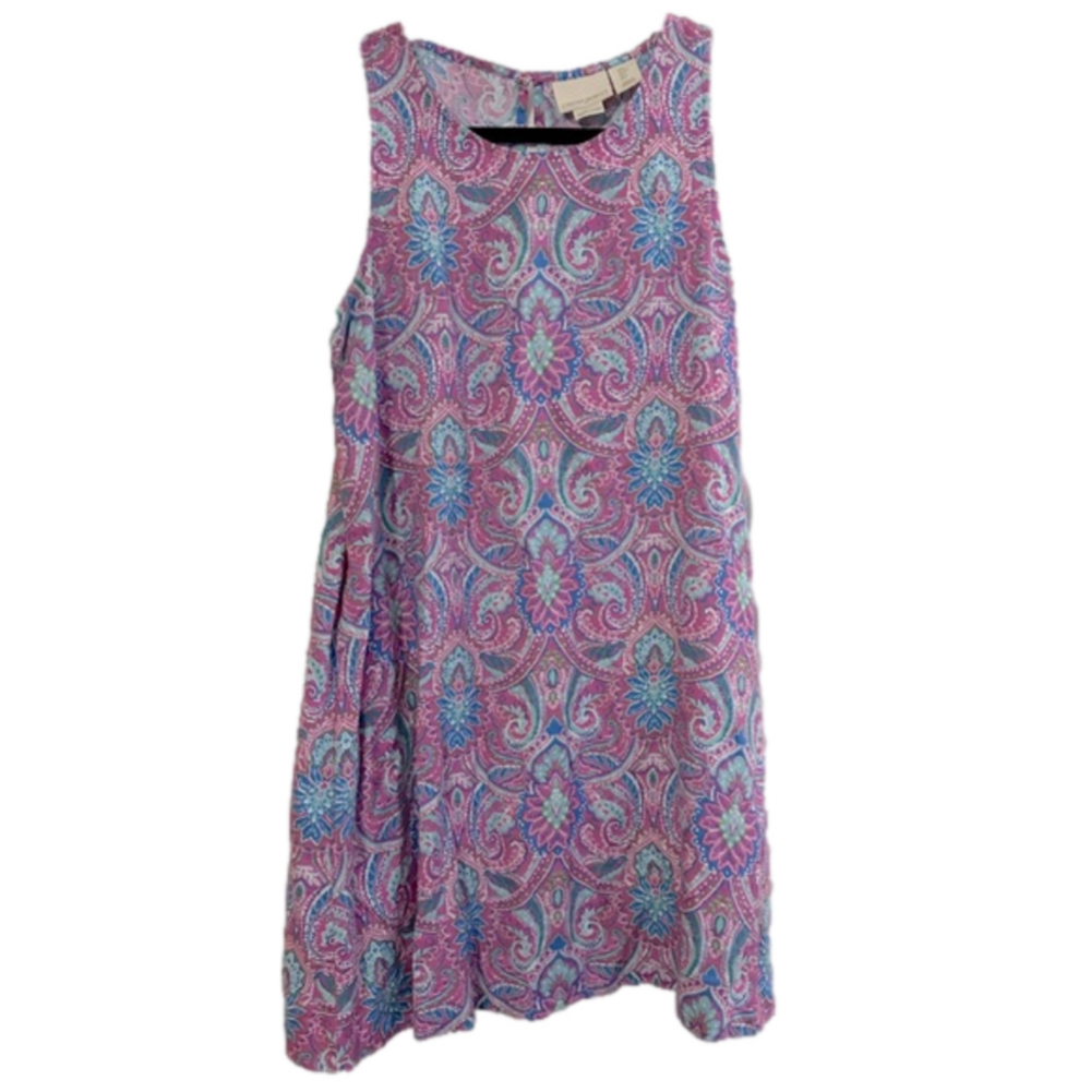 Cynthia Rowley 100% Linen Sleeveless Paisley Mini Dress - Size Small